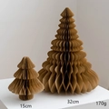 Set of two brown honeycomb paper Christmas trees in sizes 32cm and 15cm for decor - Brown Set (32cm+15cm)