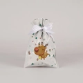 White Christmas reindeer gift bag with a satin ribbon bow for holiday candy packing - Reindeer White / 16*24cm