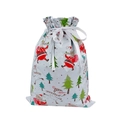 White Christmas drawstring gift bag with Santa Claus, snowman and festive patterns - White Snowman / 39*51cm