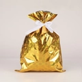 Golden Christmas drawstring gift bag with holographic snowflake pattern and white ribbon - Laser Gold / 29*43cm