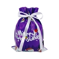 Purple plastic Christmas gift bag with white drawstring ribbon and snowman print - Dreamy Purple / 24*32cm