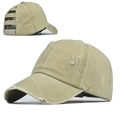 Distressed ponytail baseball cap in olive green with washed fabric and back cutout - Washed Beige