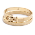 Men's gold-tone stainless steel Roman numeral and belt buckle cuff bracelet set - 2-Piece Gold Set-Roman Numerals/Belt Buckle