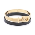 Black and gold stainless steel bangle set featuring Roman numerals and belt buckle design - Set 3 / Gold + Black
