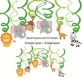 Détails du kit fête jungle avec figurines lion éléphant zèbre et spirales décoratives - Pendentifs Spirale Animaux