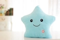 Close-up of blue glowing star plush toy with visible power button on soft fabric - 24cmx22cm / Blue