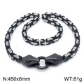 Two-tone black and silver stainless steel snake necklace with Byzantine chain design - Black and Silver (45cm)