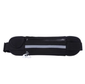 Waterproof elastic sports waist bag with reflective strip and headphone jack for running - Black