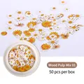 Mischung aus weißen und gelben Gänseblümchen-Holzzellstoff-Nagelflocken in 50er-Box - 1# Gänseblümchen (SP0014) / 50 Stk./Packung