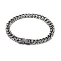 Pulsera de eslabones cubanos retro en plata oxidada con cierre desplegable para hombre - Ancho 7mm Longitud 20cm Pulsera (KB154554-Z)