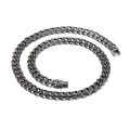 Collar de cadena Cuban vintage de acero inoxidable plateado con acabado antiguo en blanco - Ancho 9mm Longitud 45cm Collar (KN225186-Z)