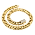 Cadena cubana dorada con cierre de pedrería brillante para un estilo hip-hop moderno - Collar Color Dorado(KN200544-KFC)