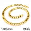 Collar de cadena cubana dorada de acero inoxidable para hombre 9 mm de ancho - 500mm x 9mm (KN225289-Z) / Dorado
