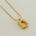 Colgante de letra D dorada estilo burbuja con cadena de serpiente para mujer - Letra D / Dorado