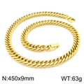 Polished golden stainless steel double weave chain necklace in size 450x9mm - Gold (450x9mm)