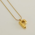 Collana con pendente a lettera P a bolla 3D dorata con elegante catena a serpente - Lettera P Oro (Con Catena)