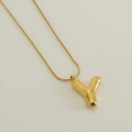 Ciondolo lettera Y dorata stile palloncino su elegante catena a serpente da donna - Lettera Y Oro (Con Catena)
