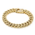 Bracciale a catena cubana placcato in oro con cristalli e chiusura lusso hip-hop - Bracciale Oro (KB117615-K)