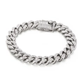 Bracciale cubano hip hop argento con pavé di zirconi e chiusura a scatola - Bracciale Color Acciaio (KB149077-KFC)