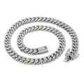 Collana a catena cubana da uomo in acciaio inossidabile argento con diamanti zirconi CNC - Collana Color Acciaio (KN199686-KFC)
