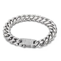 Bracciale a catena cubana argento da uomo con chiusura scintillante di diamanti - Bracciale Cubano Color Acciaio (KB149767-KFC)