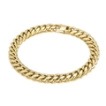 Polished gold Cuban link bracelet for men with secure clasp in hiphop style - 8mm Gold Bracelet (KB147268-KFC)