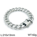 Pulsera cubana de 13mm en acero inoxidable plateado para hombre con doble cierre - 13mm de Ancho x 21cm de Largo / Color Acero