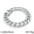 Pulsera cubana de acero inoxidable para hombre, 15mm de ancho y 220mm de largo, 79g - 15mm de Ancho x 22cm de Largo / Color Acero