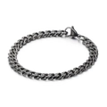 Bracciale da uomo vintage in acciaio grigio a catena cubana con chiusura a moschettone - 7mm di Larghezza Argento Antico (KB130685-Z) / 20cm