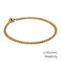 Bracciale a catena cubana dorata da 195mm in acciaio inox con chiusura a moschettone - Stile Oro 3mm (KB126670-Z)