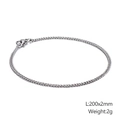 Bracciale a catena cubana in acciaio inossidabile argento da uomo, 2mm x 200mm - Stile Argento 2mm (KB126663-Z)