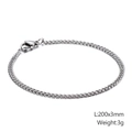 Bracciale a catena cubana da 3mm in acciaio inossidabile lucido per uomo - Stile Argento 3mm (KB126664-Z)