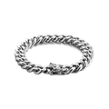Pulsera de eslabones cubanos de plata pulida para hombre con cierre de seguridad de diamante - Color Acero (KB110627-Z)