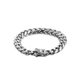 Poliertes silbernes Panzerarmband aus Edelstahl für Damen und Herren auf weißem Grund - 11mm Stahlfarbe (KB110623-Z)
