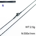 Minimalist black stainless steel 1mm snake chain necklace with 550mm length and lobster clasp - Black 550x1mm(KN203688-Z)