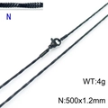 Versatile 1.2mm black stainless steel snake chain necklace for pendants, 50cm length - Black 500x1.2mm(KN203699-Z)
