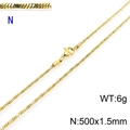 Minimalist gold stainless steel snake chain necklace with lobster clasp and sizing details - Gold 500x1.5mm(KN203714-Z)