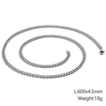 Cadena de eslabones cubanos de acero inoxidable plateado para hombre, 600x4,5 mm - 4.5mm / 65cm / Color Acero