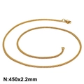 Cadena de eslabones dorada de acero de titanio para hombre, tamaño 450x2,2mm en blanco - 2mm / 65cm / Dorado