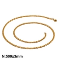 Collar de cadena de eslabones dorados de acero de titanio para hombre, 3mm ancho y 500mm largo - 3mm / 45cm / Dorado