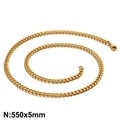 Collar de cadena cubana para hombre en acero de titanio dorado, talla 550x5mm - 5mm / 65cm / Dorado
