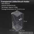 Detailansicht eines Acryl-Make-up-Pinsels-Organizers mit staubdichtem Deckel und Maßen - Verdickter transparenter Pinselhalter mit Deckel