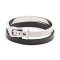 Herren Edelstahl Armband Set mit römischen Ziffern und Gürtelschnallen Design auf Weiß - Silber + Schwarz 2 (Römische Ziffern)