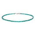 Bohemian green beaded short necklace with silver clasp on white background - Dark Green