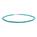 Bohemian turquoise beaded choker necklace with metallic clasp and adjustable chain extender - Light Turquoise