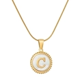 18K gold plated stainless steel letter C necklace with white shell pendant on snake chain - Letter C (Includes Chain)