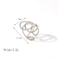 Anillo de plata multicapa con diseño geométrico entrelazado y banda abierta ajustable - Estilo Esférico Tejido Abstracto (YYR023152) / Plateado