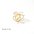 Anillo multicapa minimalista de acero inoxidable chapado en oro 18K, 3,4g, talla 24,2mm - Estilo De Anillo Multicapa Irregular (YYR023154) / Dorado