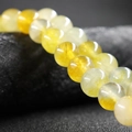 Polished 10mm yellow colorful agate gemstone beads with natural texture for DIY jewelry - Light Edged Yellow