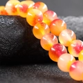 Polished 10mm yellow and red round agate gemstone beads for DIY jewelry making - Rose Yellow